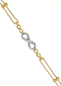 Coupon 😀 14K Two-Tone Polished Diamond-cut Multi-Strand Infinity 7.5-inch Bracelet by Belk & Co. ⭐