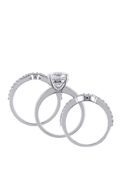 Best Sale 🌟 3.25 ct. t.w. Lab Created White Sapphire 3 Piece Bridal Ring Set in 10K White Gold by Belk & Co. 👍 -DealsBelk & Co. Store Belk 5030