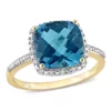 Coupon ❤️ 5.25 ct. t.g.w. London Blue Topaz and 1/10 ct. t.w. Diamond Cocktail Ring in 14K Yellow Gold by Belk & Co. 🥰