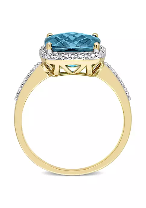 Coupon ❤️ 5.25 ct. t.g.w. London Blue Topaz and 1/10 ct. t.w. Diamond Cocktail Ring in 14K Yellow Gold by Belk & Co. 🥰 4 Coupon ❤️ 5.25 ct. t.g.w. London Blue Topaz and 1/10 ct. t.w. Diamond Cocktail Ring in 14K Yellow Gold by Belk & Co. 🥰 - Image 4