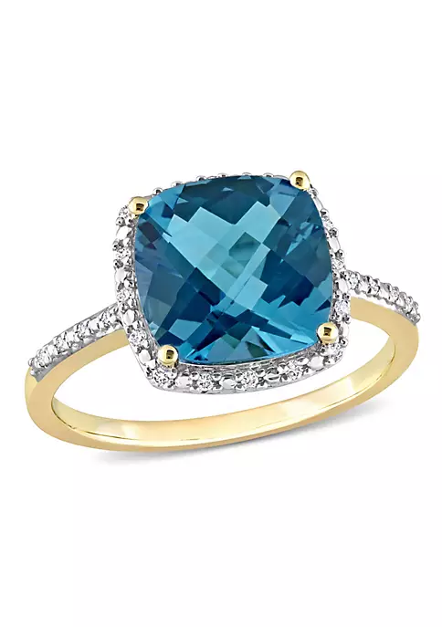 Coupon ❤️ 5.25 ct. t.g.w. London Blue Topaz and 1/10 ct. t.w. Diamond Cocktail Ring in 14K Yellow Gold by Belk & Co. 🥰 6 Coupon ❤️ 5.25 ct. t.g.w. London Blue Topaz and 1/10 ct. t.w. Diamond Cocktail Ring in 14K Yellow Gold by Belk & Co. 🥰 - Image 6