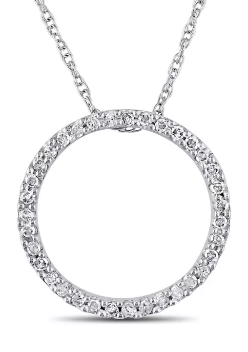 Brand new 😀 1/8 ct. t.w. Diamond Circle Pendant with Chain in 10k White Gold by Belk & Co. 👏 1 Brand new 😀 1/8 ct. t.w. Diamond Circle Pendant with Chain in 10k White Gold by Belk & Co. 👏