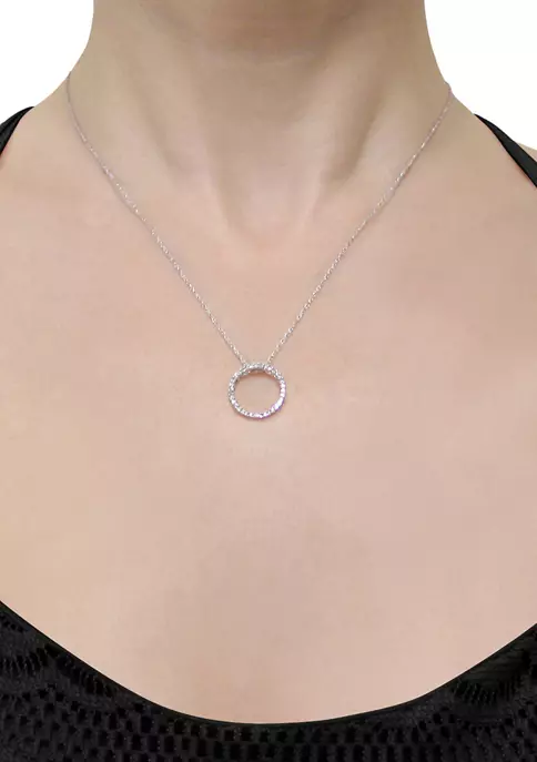 Brand new 😀 1/8 ct. t.w. Diamond Circle Pendant with Chain in 10k White Gold by Belk & Co. 👏 3 Brand new 😀 1/8 ct. t.w. Diamond Circle Pendant with Chain in 10k White Gold by Belk & Co. 👏 - Image 3