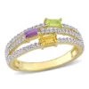Coupon 👍 Citrine Peridot Amethyst and White Topaz Spilt Shank Ring in Yellow Plated Sterling Silver by Belk & Co. 😍
