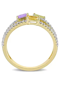 Coupon 👍 Citrine Peridot Amethyst and White Topaz Spilt Shank Ring in Yellow Plated Sterling Silver by Belk & Co. 😍 -DealsBelk & Co. Store Belk 5052