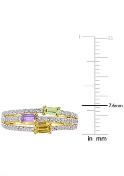 Coupon 👍 Citrine Peridot Amethyst and White Topaz Spilt Shank Ring in Yellow Plated Sterling Silver by Belk & Co. 😍 -DealsBelk & Co. Store Belk 5053