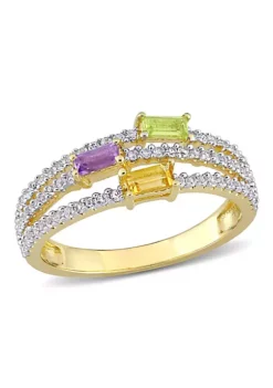 Coupon 👍 Citrine Peridot Amethyst and White Topaz Spilt Shank Ring in Yellow Plated Sterling Silver by Belk & Co. 😍 -DealsBelk & Co. Store Belk 5055