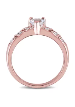 Hot Sale 🧨 1/3 ct. t.g.w. Aquamarine and 1/10 ct. t.w. Diamond Heart Ring in Rose Plated Sterling Silver by Belk & Co. 😍 -DealsBelk & Co. Store Belk 5079