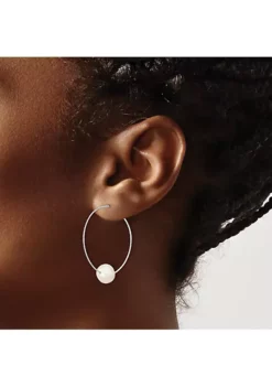 Top 10 🛒 Sterling Silver Rhodium-plated 8-9mm White Round Freshwater Cultured Pearl Hoop Earrings by Belk & Co. 🔔 -DealsBelk & Co. Store Belk 5089