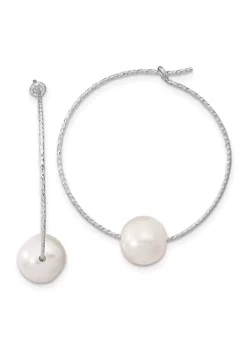 Top 10 🛒 Sterling Silver Rhodium-plated 8-9mm White Round Freshwater Cultured Pearl Hoop Earrings by Belk & Co. 🔔 -DealsBelk & Co. Store Belk 5090