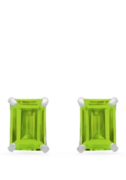 Promo โ 14k White Gold Solitaire Emerald-Cut Birthstone Stud Earrings by Belk & Co. ๐