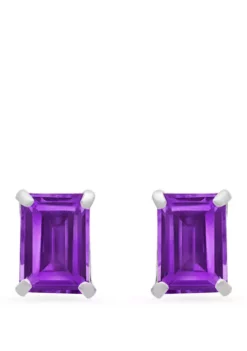 Promo ⌛ 14k White Gold Solitaire Emerald-Cut Birthstone Stud Earrings by Belk & Co. 🎁 -DealsBelk & Co. Store Belk 5113
