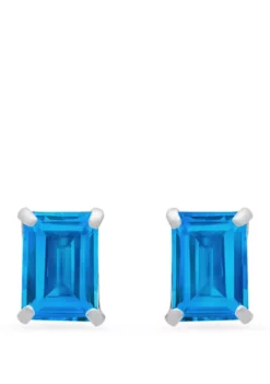 Promo ⌛ 14k White Gold Solitaire Emerald-Cut Birthstone Stud Earrings by Belk & Co. 🎁 -DealsBelk & Co. Store Belk 5114