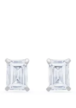 Promo ⌛ 14k White Gold Solitaire Emerald-Cut Birthstone Stud Earrings by Belk & Co. 🎁 -DealsBelk & Co. Store Belk 5117