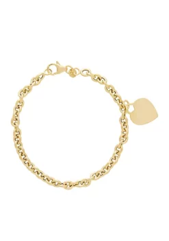 Cheap 🔥 Dangle Heart Charm Bracelet in 10k Yellow Gold by Belk & Co. 🎁