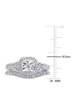 Hot Sale 👏 1/5 ct. t.w. Diamond Halo Vintage Bridal Set in Sterling Silver by Belk & Co. 😉 -DealsBelk & Co. Store Belk 5150