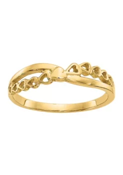 Best Pirce 👍 14K Yellow Gold Polished Criss Cross Pattern Hearts Ring by Belk & Co. 👏