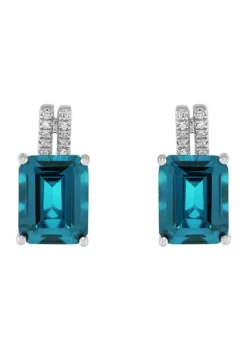 Coupon 😀 1/10 ct. t.w. Diamond and 5.66 ct. t.w. Swiss Blue Topaz Earrings in Sterling Silver by Belk & Co. ⌛ -DealsBelk & Co. Store Belk 5174