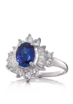 Best Sale 🛒 Created Sapphire and Created White Sapphire Ring in Sterling Silver by Belk & Co. ⌛