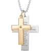 Best reviews of 😀 1/10 ct. t.w. Cubic Zirconia Stainless Steel Double Cross Pendant with GIP on 24 Inch Round Box Chain by Belk & Co. 😀