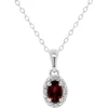Cheapest 🤩 Sterling Silver 6x4mm Oval Garnet Diamond Accent Halo Pendant Necklace by Belk & Co. 🎁