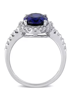 New 🔔 4.75 ct. t.w. Created Blue and White Sapphire Halo Engagement Ring in 10K White Gold by Belk & Co. 🔔 -DealsBelk & Co. Store Belk 5202