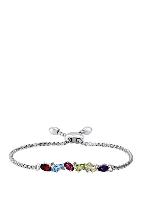 Discount 👏 Multi Stone Bolo Bracelet in Sterling Silver by Belk & Co. ✔️ 4 Discount 👏 Multi Stone Bolo Bracelet in Sterling Silver by Belk & Co. ✔️ - Image 4