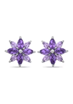 Best deal 🧨 1.32 ct. t.w Amethyst Flower stud Earrings in Sterling Silver by Belk & Co. 😀