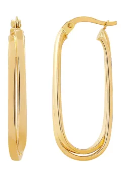 New ✨ Double Oblong Tube Hoop Earrings in 10K Yellow Gold by Belk & Co. 🔥 -DealsBelk & Co. Store Belk 5234