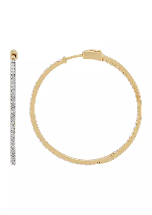 Best Pirce ๐คฉ 1 ct. t.w. Diamond Hoop Earrings in Sterling Silver with Gold Plating by Belk & Co. ๐ฅ 3 Best Pirce ๐คฉ 1 ct. t.w. Diamond Hoop Earrings in Sterling Silver with Gold Plating by Belk & Co. ๐ฅ - Image 3