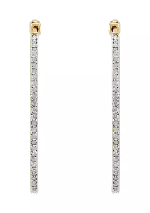 Best Pirce ๐คฉ 1 ct. t.w. Diamond Hoop Earrings in Sterling Silver with Gold Plating by Belk & Co. ๐ฅ 5 Best Pirce ๐คฉ 1 ct. t.w. Diamond Hoop Earrings in Sterling Silver with Gold Plating by Belk & Co. ๐ฅ - Image 5