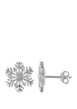 Wholesale ⌛ 1/10 ct. t.w. Diamond Accent Snowflake Stud Earrings in Sterling Silver by Belk & Co. 🎉 -DealsBelk & Co. Store Belk 5261