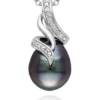 Cheapest 👏 Sterling Silver Black Tahitian Pearl and Diamond Pendant by Belk & Co. ⭐