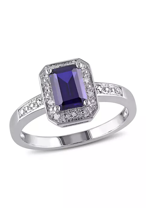 Best Sale ๐ Lab Created Emerald Cut Created Blue Sapphire and Diamond Accent Ring in Sterling Silver by Belk & Co. ๐ 5 Best Sale ๐ Lab Created Emerald Cut Created Blue Sapphire and Diamond Accent Ring in Sterling Silver by Belk & Co. ๐ - Image 5