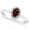 Budget ✨ Sterling Silver 6x4mm Oval Garnet Diamond Accent Halo Ring by Belk & Co. 🧨