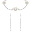Cheap 👍 Fresh Water Pearl Paper Clip Chain Bracelet and Drop Earrings, 2PC Set, Sterling Silver by Belk & Co. 🛒