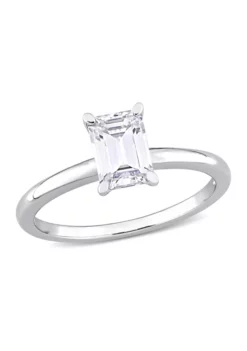 Promo 💯 1 ct. t.w. Created Moissanite Emerald-Cut Solitaire Ring in Sterling Silver by Belk & Co. 💯