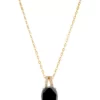 Hot Sale 🌟 1/10 ct. t.w. Diamond and Onyx Necklace with 18" Rope Chain in 10K Yellow Gold by Belk & Co. ❤️