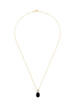 Hot Sale 🌟 1/10 ct. t.w. Diamond and Onyx Necklace with 18" Rope Chain in 10K Yellow Gold by Belk & Co. ❤️ -DealsBelk & Co. Store Belk 5351