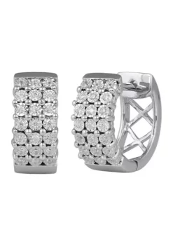 Budget ๐ 1/4 ct. t.w. Diamond Round Huggie Earrings in Sterling Silver by Belk & Co. ๐คฉ