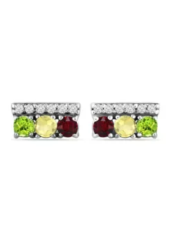 Cheapest ⭐ 3/4 ct. t.w. Multi Gemstone Bar Earrings, Sterling Silver by Belk & Co. 🛒 -DealsBelk & Co. Store Belk 5407