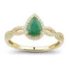 Hot Sale 🧨 1/6 ct. t.w. Diamond and Emerald Ring in 10K Yellow Gold by Belk & Co. ⭐