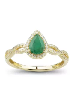 Hot Sale 🧨 1/6 ct. t.w. Diamond and Emerald Ring in 10K Yellow Gold by Belk & Co. ⭐ 9 Hot Sale 🧨 1/6 ct. t.w. Diamond and Emerald Ring in 10K Yellow Gold by Belk & Co. ⭐ -DealsBelk & Co. Store Belk 5414