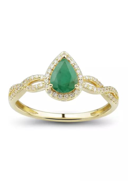 Hot Sale 🧨 1/6 ct. t.w. Diamond and Emerald Ring in 10K Yellow Gold by Belk & Co. ⭐ 5 Hot Sale 🧨 1/6 ct. t.w. Diamond and Emerald Ring in 10K Yellow Gold by Belk & Co. ⭐ - Image 5