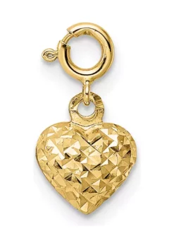 Outlet 🤩 14K Yellow Gold Diamond-cut Heart with Spring Ring Clasp Charm by Belk & Co. ✨ -DealsBelk & Co. Store Belk 5430