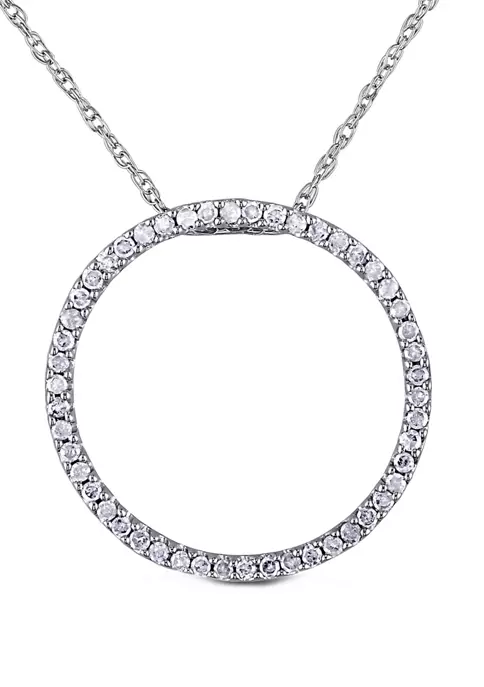 New 😍 1/4 ct. t.w. Diamond Circle Pendant with Chain in 10k White Gold by Belk & Co. ⌛ 1 New 😍 1/4 ct. t.w. Diamond Circle Pendant with Chain in 10k White Gold by Belk & Co. ⌛