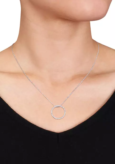 New 😍 1/4 ct. t.w. Diamond Circle Pendant with Chain in 10k White Gold by Belk & Co. ⌛ 2 New 😍 1/4 ct. t.w. Diamond Circle Pendant with Chain in 10k White Gold by Belk & Co. ⌛ - Image 2