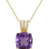 Budget 🎉 1/10 ct. t.w. Diamond and Amethyst Necklace in 10K Yellow Gold with 18" Rope Chain by Belk & Co. ❤️