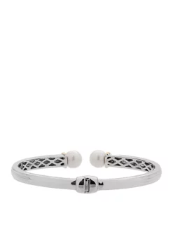 Cheapest 😍 Sterling Silver 14K Yellow Gold Pearl Bangle Bracelet by Belk & Co. ❤️