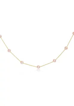 Cheap ⌛ 5-6mm Pink Cultured Freshwater Pearl Tin Cup Necklace on 14k Yellow Gold Rope Chain by Belk & Co. ❤️ -DealsBelk & Co. Store Belk 5497
